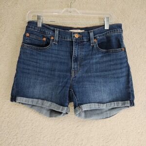 Levis Denim Shorts Mens 30 Mid Length Rolled Cuff Blue Five Pocket Classic